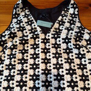 Maeve Black and Cream Floral Pattern Midi Dress